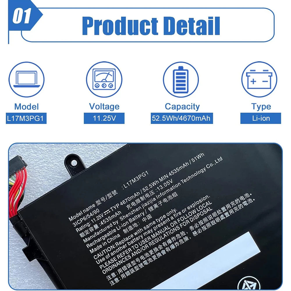 L17C3PG2 Laptop Battery for Lenovo Legion Y7000 1060 Y7000P Y530 Y530-15ICH Y730 Y740-15ICH L17M3PG2 L17M3PG1 L17C3PG1 L17L3PG1