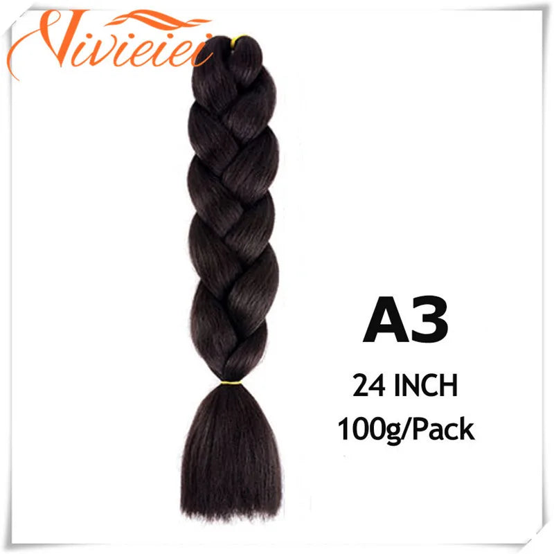 VIVIEIEI Synthetic Braiding Hair 24 Inch Jumbo Braid Ombre Jumbo Hair Extension for Women DIY Hair Braids Purple Pink Yellow Red