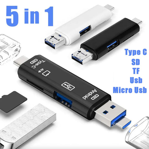 5 in 1 Multifunction Usb 2.0 Type C/Usb /Micro Usb/Tf/SD Memory Card Reader