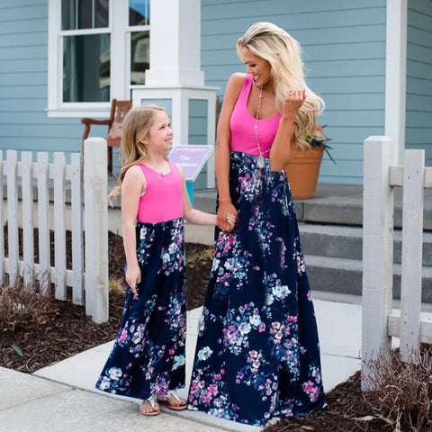 Printing Girl Summer Dress Matching Family Outfits