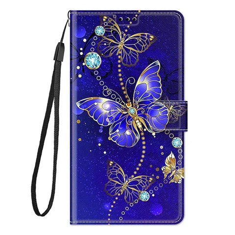 Butterfly Pattern Wallet Flip Case For Samsung Galaxy S24 Ultra S23 Plus S23 FE S22 S21 FE Leather Card Slot Phone Back Cover