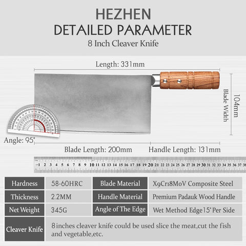 HEZHEN 7 or 8 Inches Slicing Knife 3 Layers Composite Stainless Steel High Quality Professional Kitchen Chef Cook Slice Knife