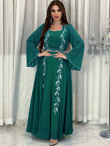 Ramadan Embroidery Abaya for Women Eid Mubarak Djellaba Marocain Jalabiya Saudi Arabic Robe Dubai Turkey Kaftan Islamic Clothing