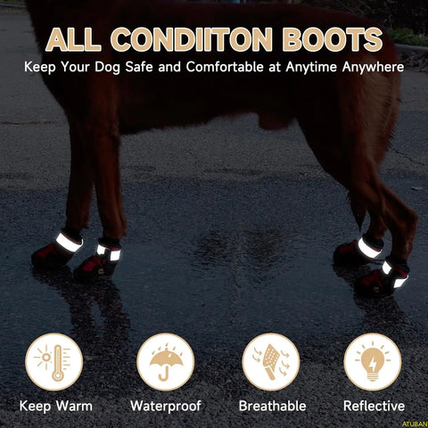 ATUBAN Dog Shoes with Anti-Slip Socks, Waterproof Dog Boots with Adjustable Reflective Straps, Breathable Paw Protectors 6