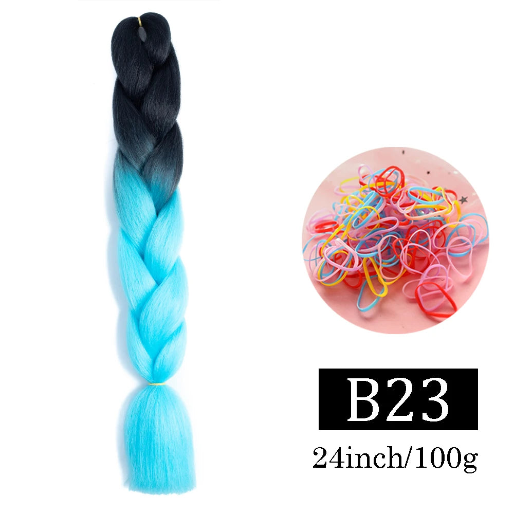 24 Inch Jumbo Braids Extensions Synthetic Braiding Hair Afro Ombre Color kanekalon Hair for Children Braid