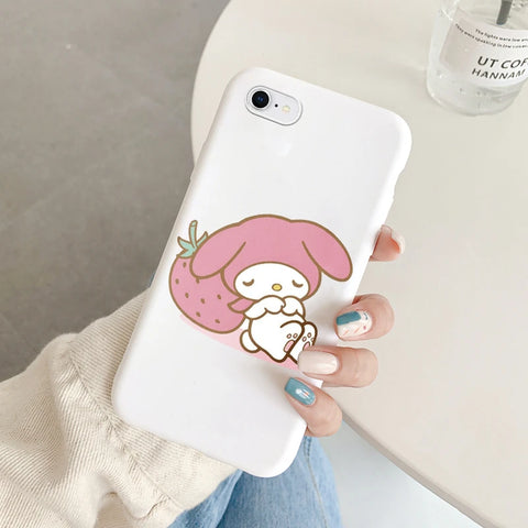 Phone Case for For Apple iphone 6 7 8 Plus SE 2022 Girls Anti-drop Cartoon Cinnamoroll Kuromi Hello Kitty Silicone Printed Cover