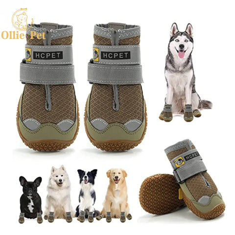 Silicone Dog Shoes Waterproof Motion Outdoor Dog Boots Winter Warm Pet Snow Booties  Anti-slip Rain Shoes for Medium Large Dog