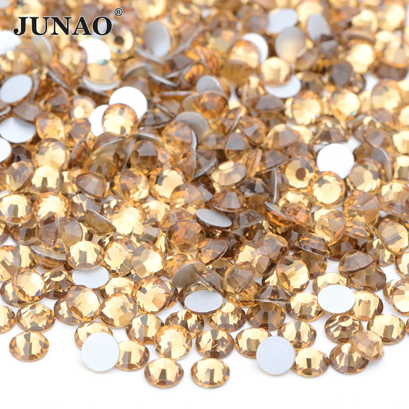 JUNAO 100Gross Bulk Packag SS6 SS10 SS12 SS16 SS20 SS30 AB Color Glass Rhinestones Non Hot Fix Flat Back Strass DIY Nail Stones