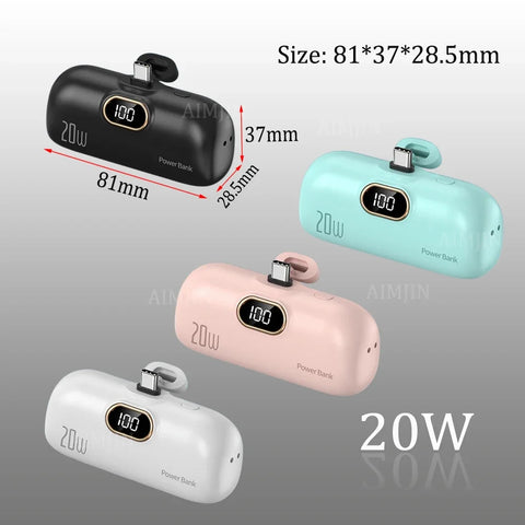 20W  New Capsule Power Bank Mini Pocket Portable 100000mAh Fast Charging Mobile Power Supply