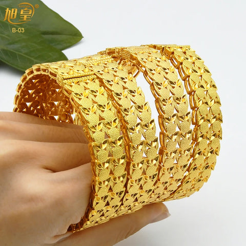 XUHUANG African Gold Color Bangles For Women Indian Middle Eastern Nigerian Wedding Luxury Plated Jewellery Brazilian Bangles