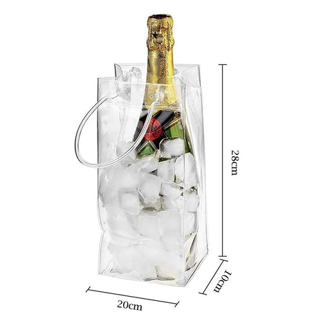 28*20*10cm Ice Bag Wine Champagne Bucket Cooler Transparent PVC Foldable Drink Bottle Chiller For Barware Kitchen