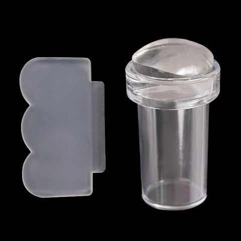 Transparent Nail Stamper with Scraper 2pcs Jelly Silicone Stamp