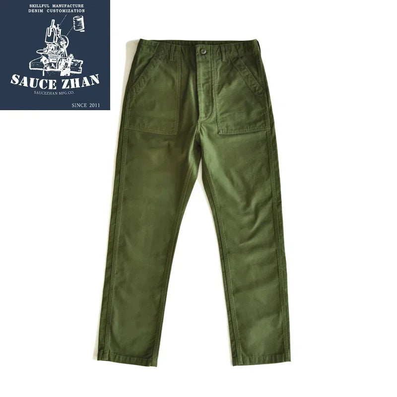 Classic Olive Sateen Men's Baker Pants