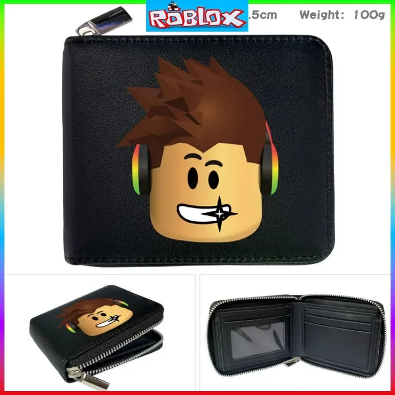 PU Wallet Coin Purse Around The Virtual World ROBLOX Game Half-fold Short Wallet Wallet Card Bag Kawaii Children's Toys Gifts