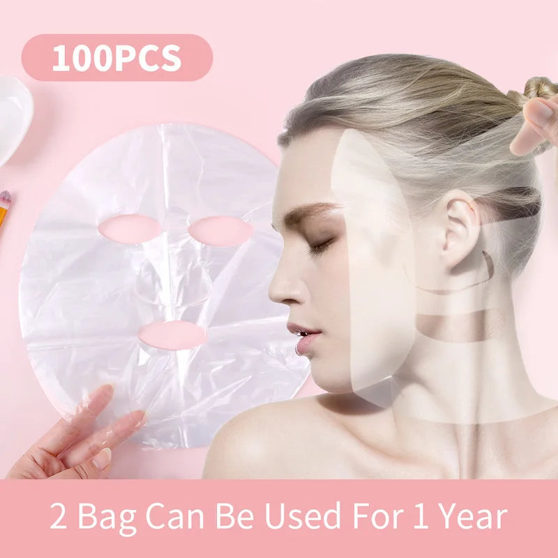 100pcs Plastic Film Facial Mask Skin Care