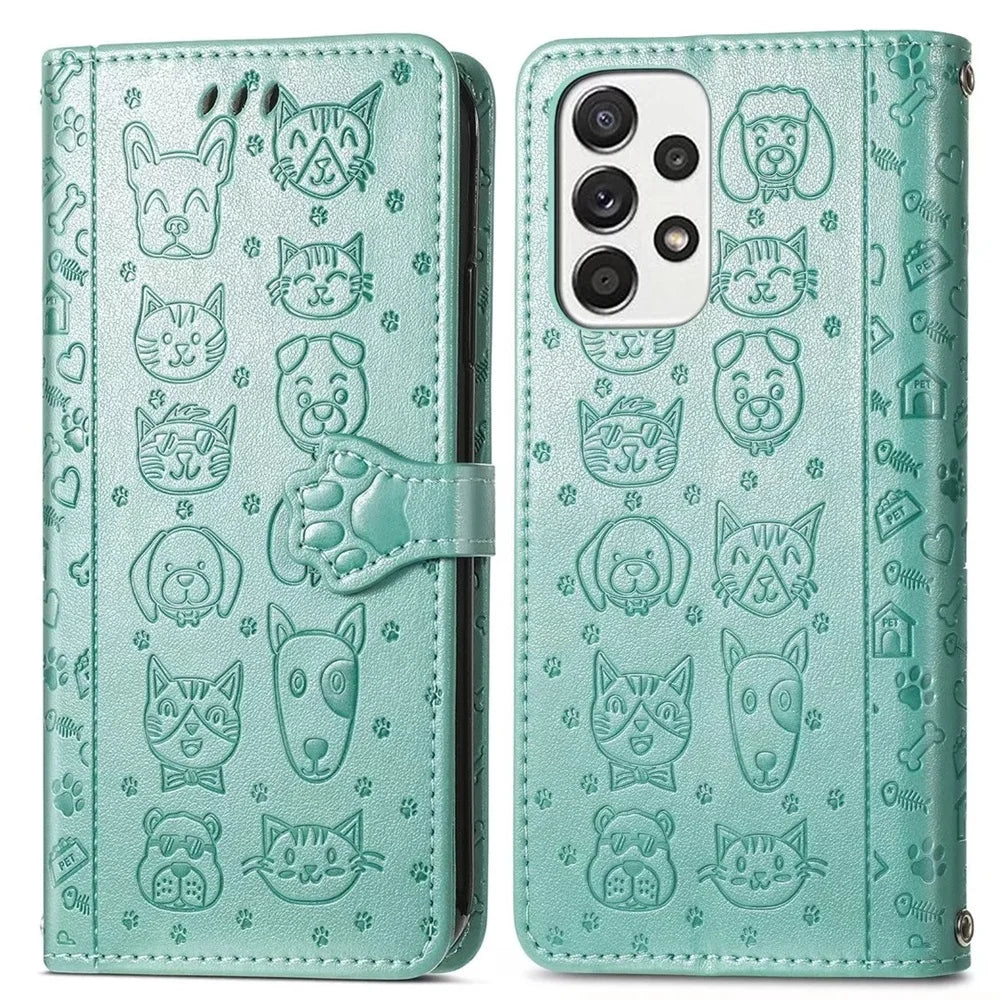 Cat and Dog Pattern Leather Case For Xiaomi