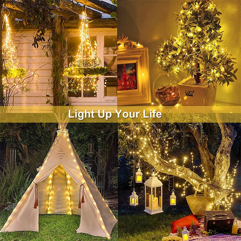 7m/12m/22m/32m/52m/102m LED Solar String Light Outdoor Garden Fairy Lights 1000 Leds Waterproof Lamp for Christmas Party Decor