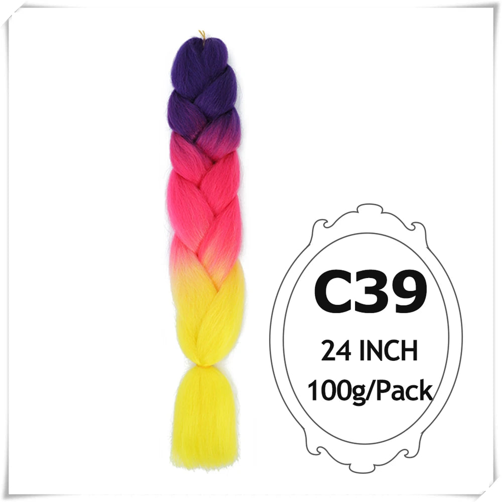 24 Inch Ombre purple jumbo Braiding Hair Synthetic