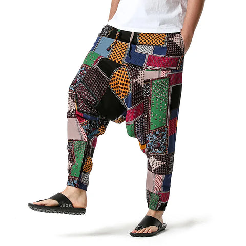 Vintage Baggy Men Casual Cotton Harem Pants