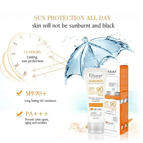 Body Brightening Sun Cream Sunscreen Facial Solar Blocker Moisturizing Refreshing Not Greasy Protector Solar SPF90 Skin Care