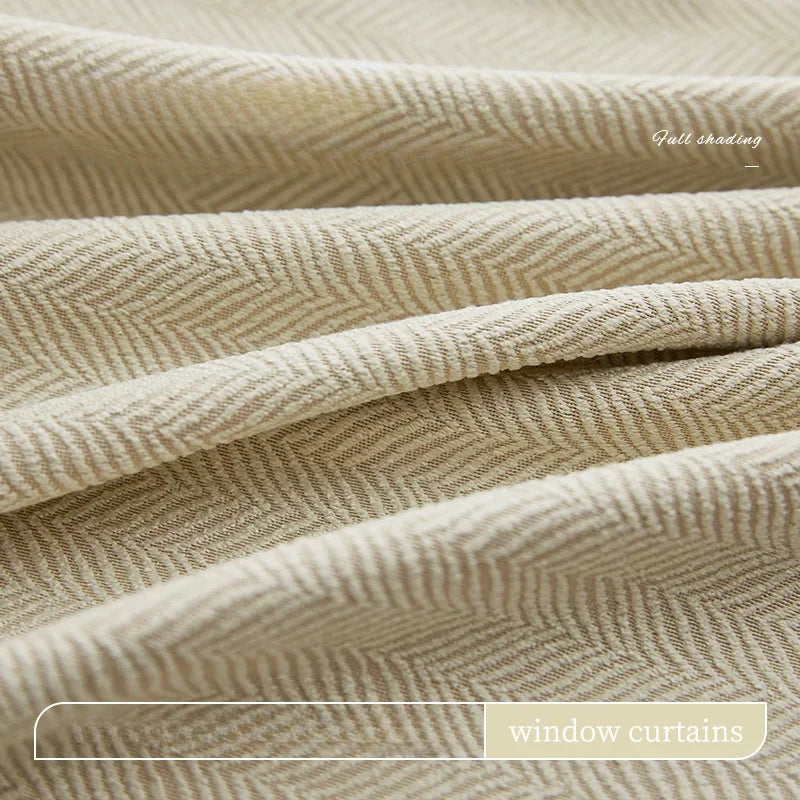 Herringbone Chenille Beige Curtains for Living Dining Room Bedroom High Blackout Fabric New Luxury Thickened Texture Custom