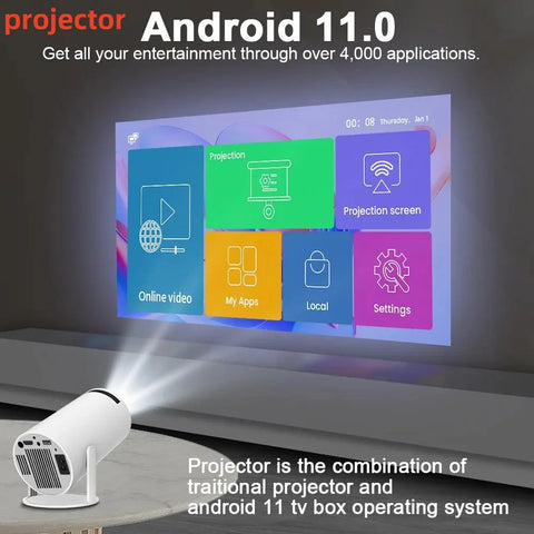 4K Wifi  Projector Android 11 I Dual WIFI All winner