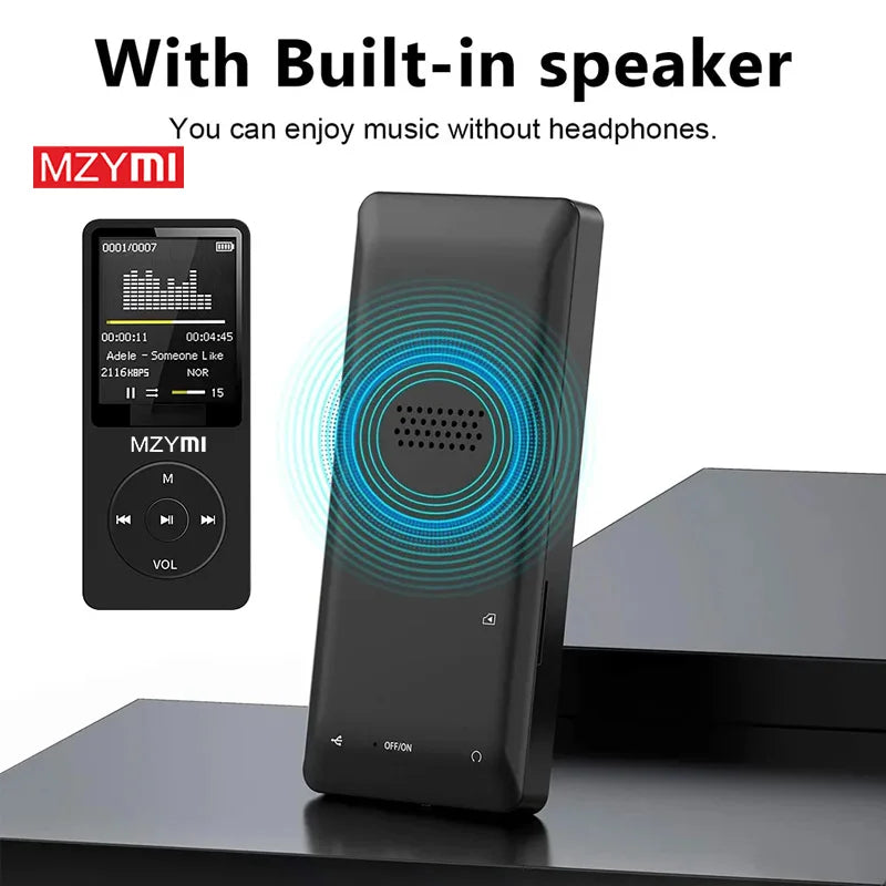 MZYMI MP3 MP4 Player FM Radio Digital Display Media Bluetooth Walkman Pocket Audio Walkman Walking Music Player