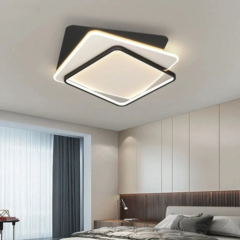 Modern Round Square LED Chandelier Simple Dimming Ceiling Lamps for Living Dining Room Kitchen Bedroom Indoor Lighting Fixture