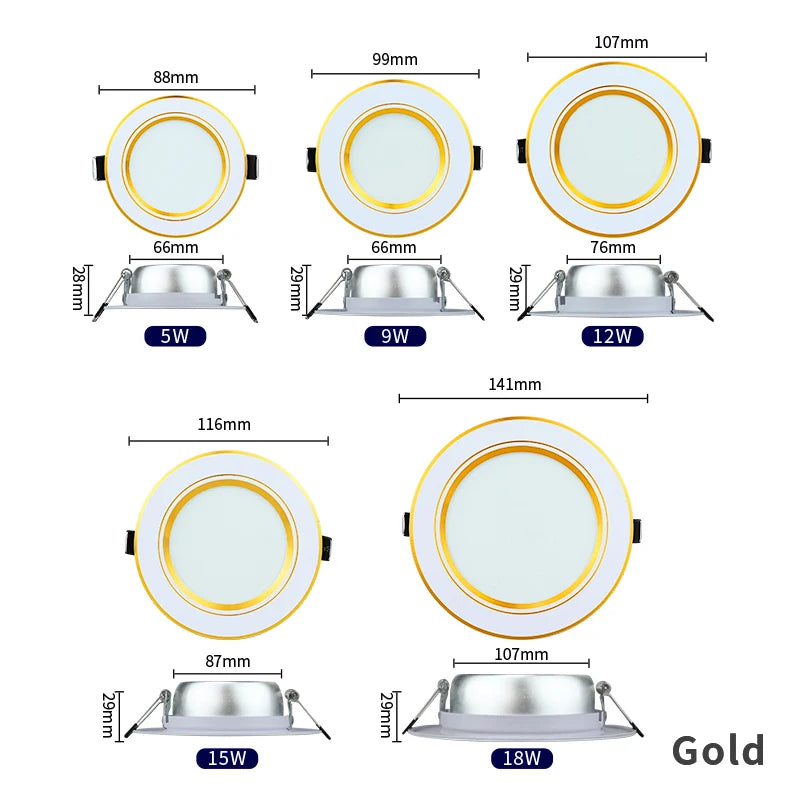 Ceiling Light 220V Recessed Down light Round Led Panel