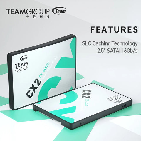 Team Group CX2 2.5" SSD 128GB 256GB 512GB 1TB SATAIII 3D NAND Internal Solid State Drive，520MB/s