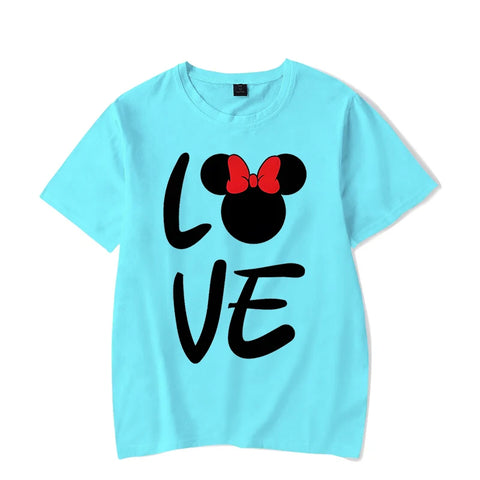 Couple Matching Outfits T-shirt LOVE Cute Cartoon Mouse Printing Unisex T-shirts Casual Short Sleeves Honeymoon Travel Tee Shirt