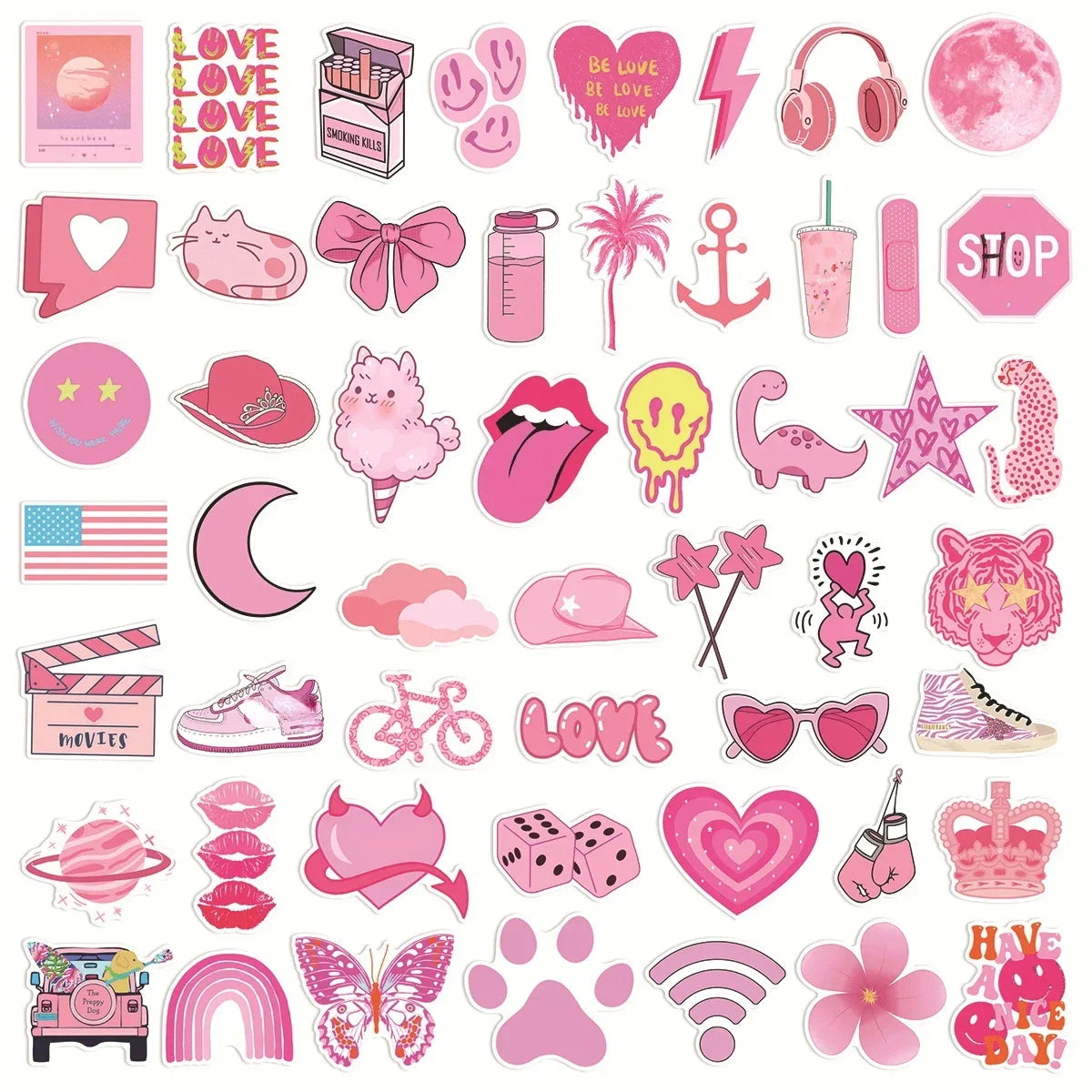 50/100PCS Pink VSCO Cute Girl Stickers Aesthetic Skateboard Laptop Guitar Graffiti Luggage Sticker Waterproof Decal Toys