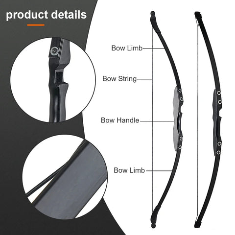 1pc Archery Recurve Bow Take-Down Straight Draw Bow For Children Adults Beginner Shooting Practise Hunting Game Accessories