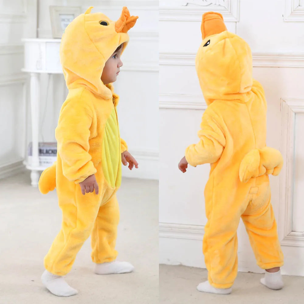 Newborn Baby Boy Clothing Animal Cartoon Hooded Jumpsuits Winter Baby Pajamas Onesies Kids Sleepwear Newborn Baby Pyjamas