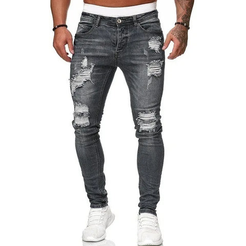 Jeans Men Pants Wash Solid Color Multi Pockets Denim Mid Waist Cargo Jeans Plus Size Fahsion Casual Trousers Male Daily Wear