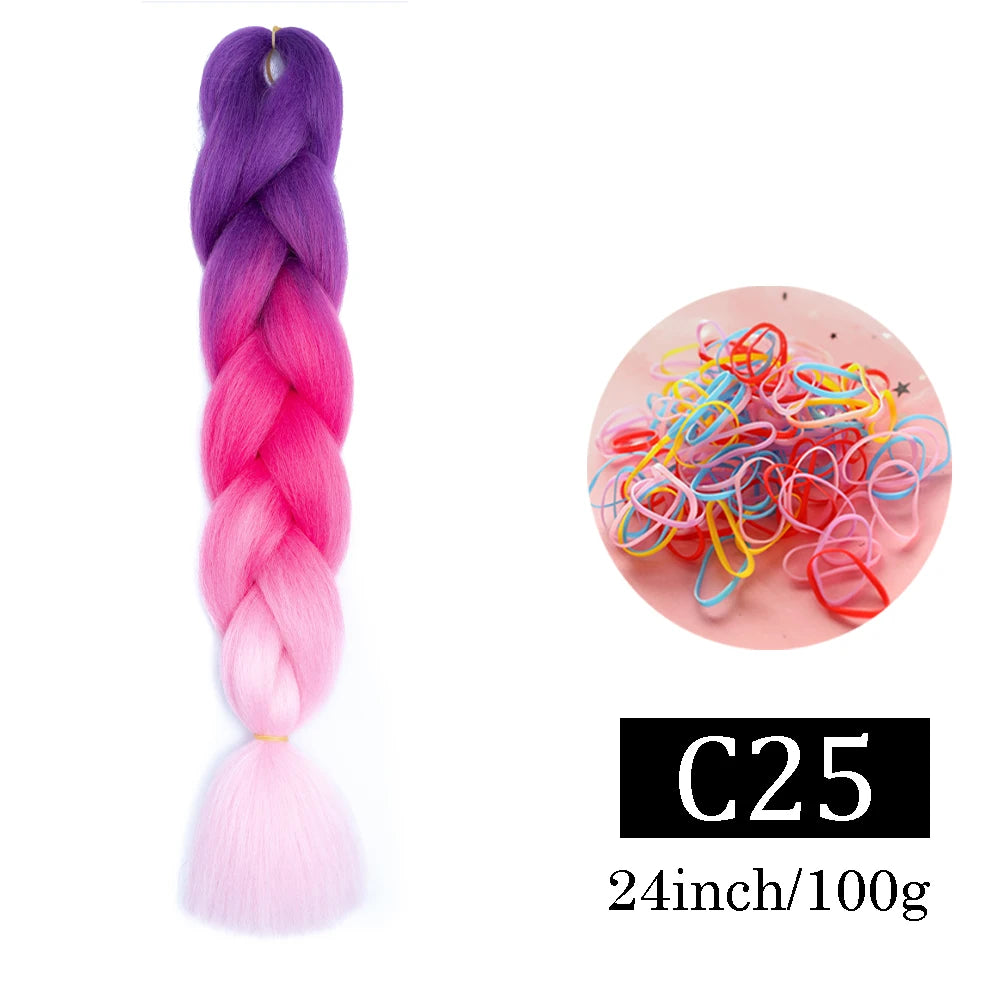 24 Inch Jumbo Braids Extensions Synthetic Braiding Hair Afro Ombre Color kanekalon Hair for Children Braid