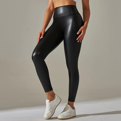 Women Black Pu Leather Pants