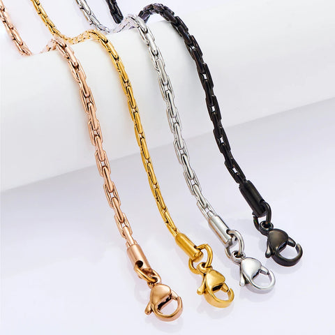 Fine Thin 316L Stainless Steel Necklace for Women Link Proof Coil Duty Cable Chains Waterproof Choker Jewelry Accessory DIY Gift