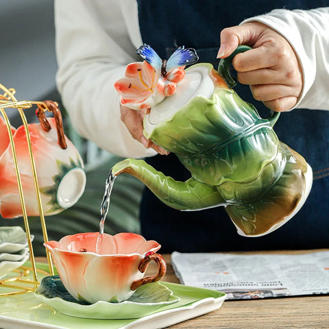 Artificial Flower Shape Cup and Saucer Set