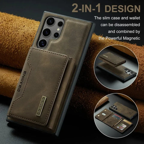 2 in 1 Detachable Wallet Card Holder Phone Case for Samsung Galaxy Leather Cover