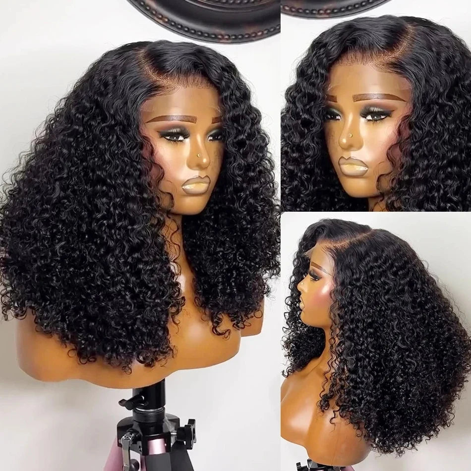 Water Wave Short Curly Bob Wig 13x6 Lace Front Wig 13x4 Transparent Lace Frontal Human Hair Wigs Pre Cut Lace Wigs for Women