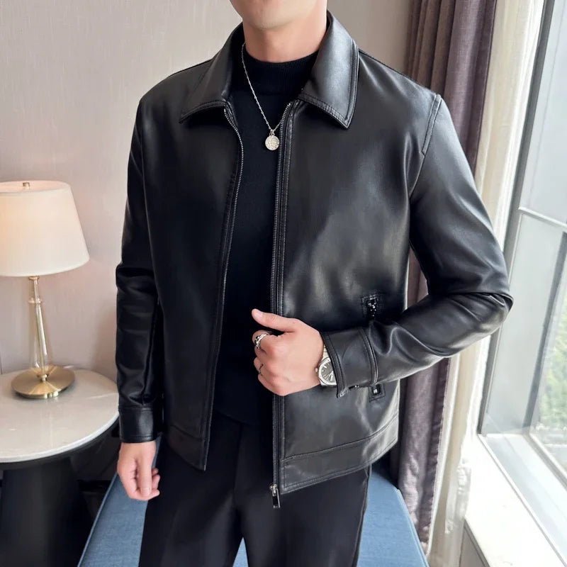 Men Bomber Leather Jacket