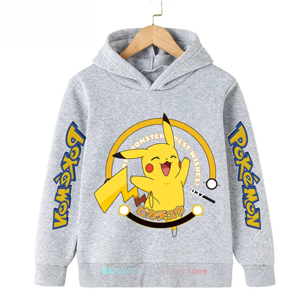 Pokemon Clothes Pikachu Children Autumn Hooded Sweater