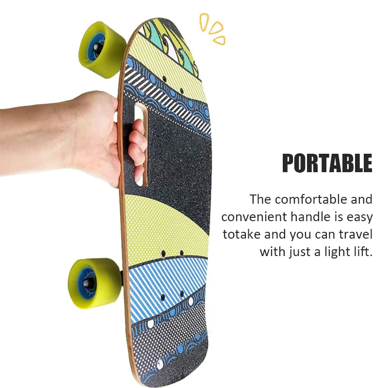 Portable Mini Skateboard 19 Inch Complete Skateboard Maple High Speed Drift Cruiser Skate Board for Kids Adults Beginner Pet Dog