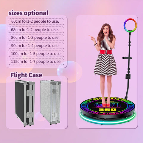 Automatic 360 Photo Booth Machine for Parties Slow Motion Rotating 360 Photobooth selfie 360 Video Booth custom logo