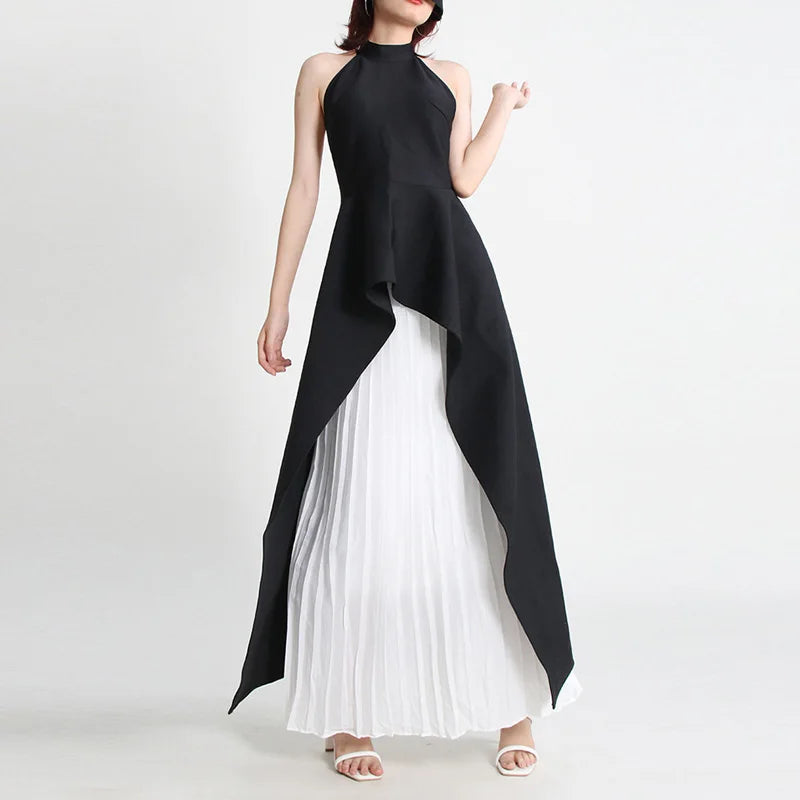 Party Dress Lady Chic Sleeveless Pleated Long Dress