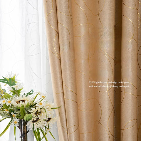 Stamping High Blackout Curtains for Living Room Bedroom New Simple Modern Light Luxury Gilding Thickened Windows Customized