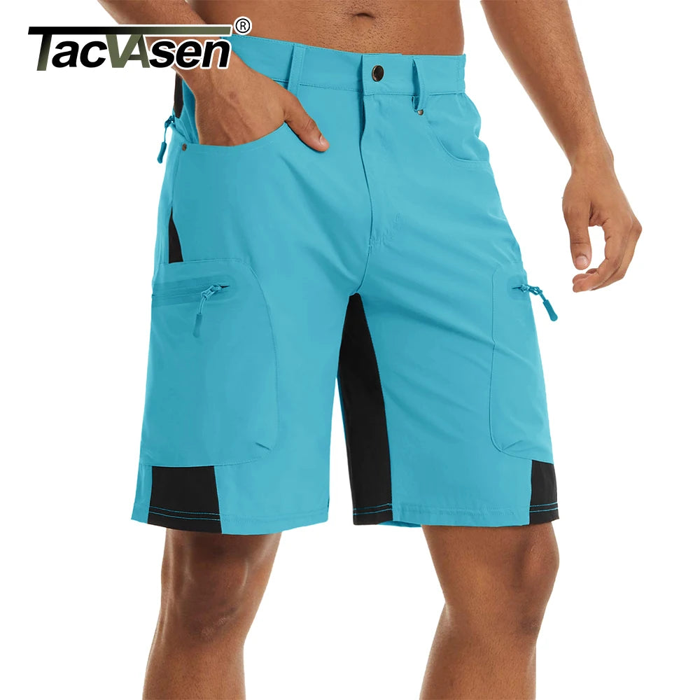 TACVASEN Men Summer Outdoor Shorts Quick Dry Knee Length Hiking Fishing Running Shorts Lightweight Multi-Pockets Workout Shorts