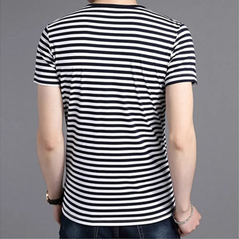 COODRONY Round Neck Stripe Contrast Design Short Sleeve Tee Men Clothing Summer Classic T-Shirt Fashion Low-Key Casual Top W5553