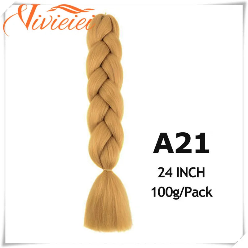 VIVIEIEI Synthetic Braiding Hair 24 Inch Jumbo Braid Ombre Jumbo Hair Extension for Women DIY Hair Braids Purple Pink Yellow Red